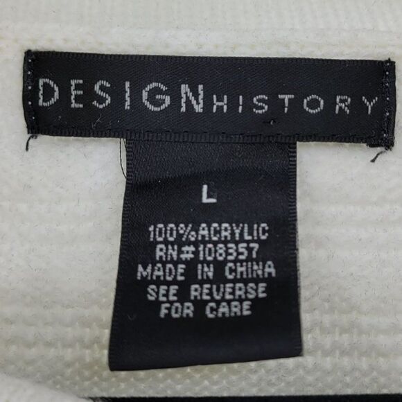 Design History Tunic Sweater Non Itch Cowl Neck Ribbed Striped White Sz L - Picture 4 of 9